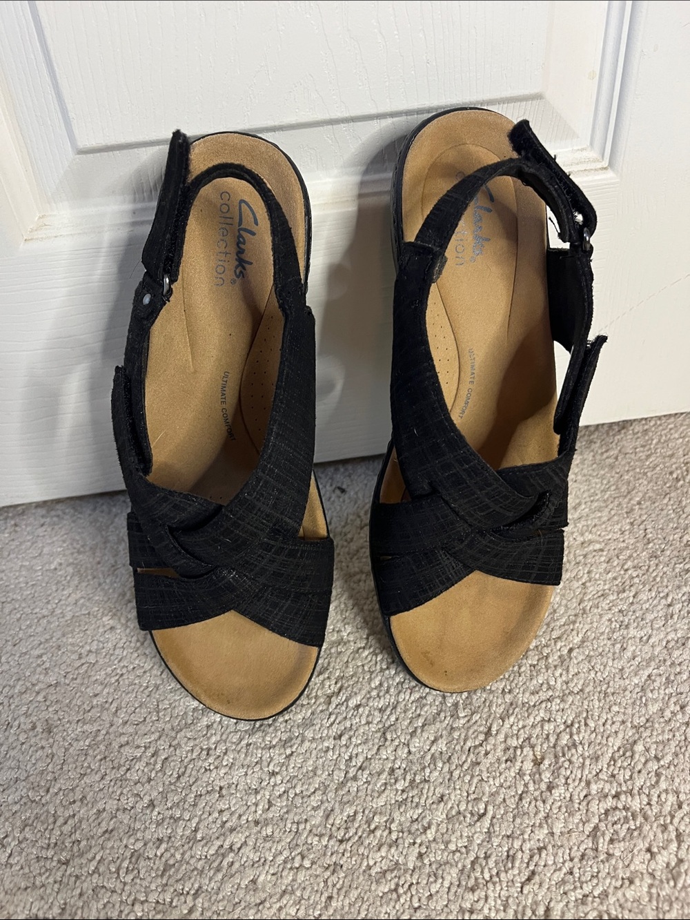 Clarks Black Crisscross Slingback Sandals Size 9